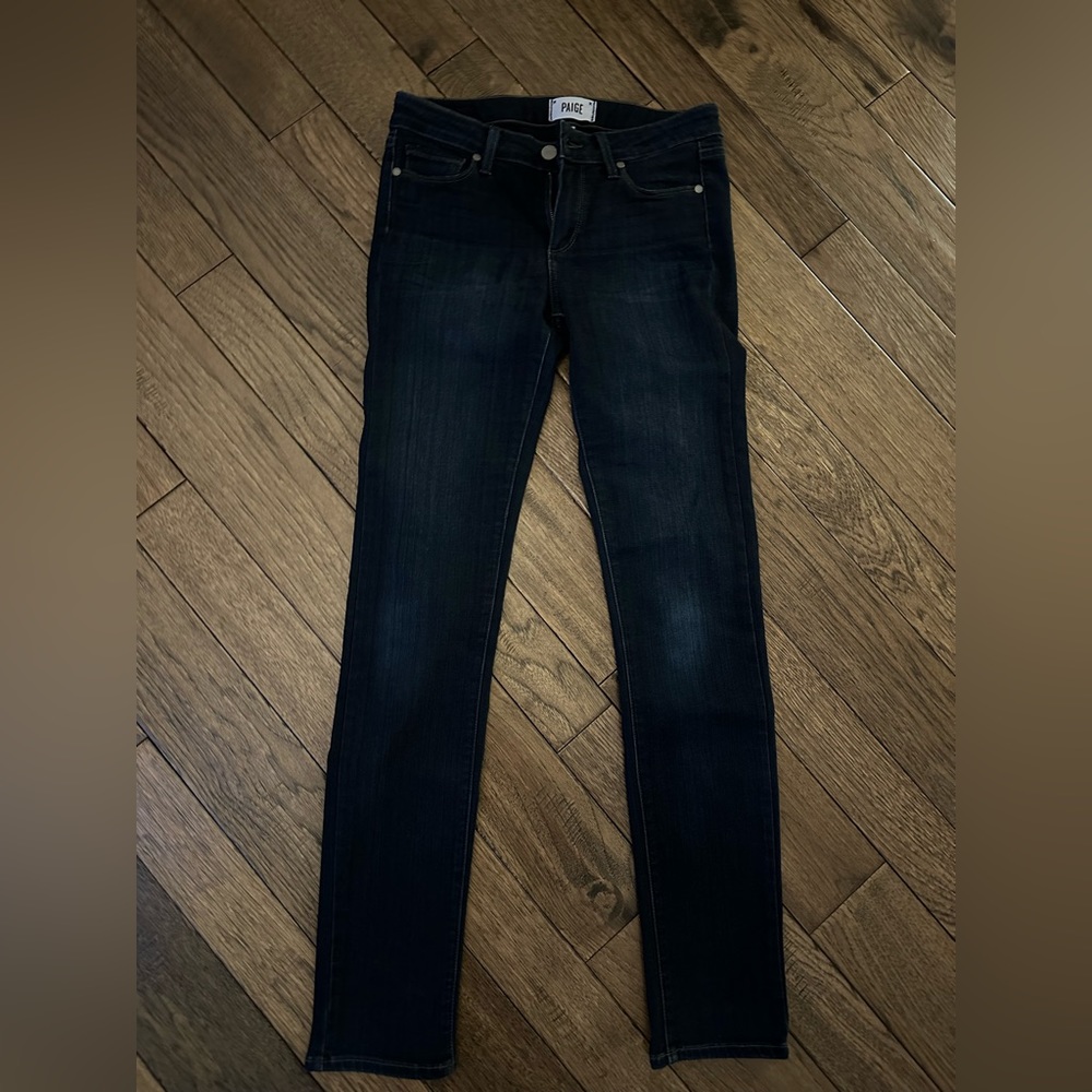 Paige Skyline Skinny, Dark Blue, Size 27
